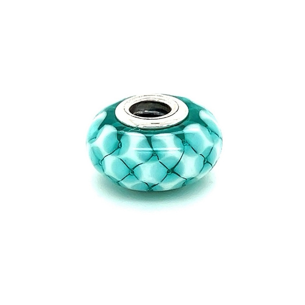 Retired Pandora Blue/White Murano Bead Charm